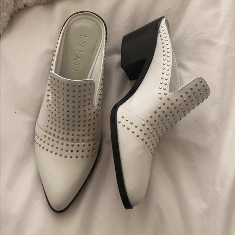 White studded mule boots -worn once